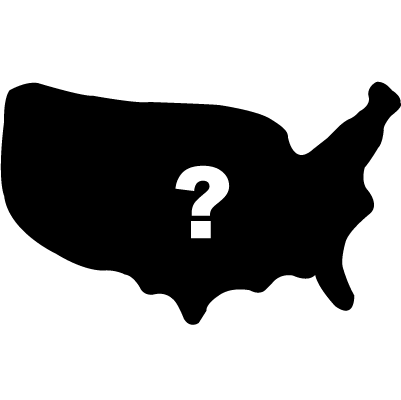 Black U.S.A icon with a question mark cut out.